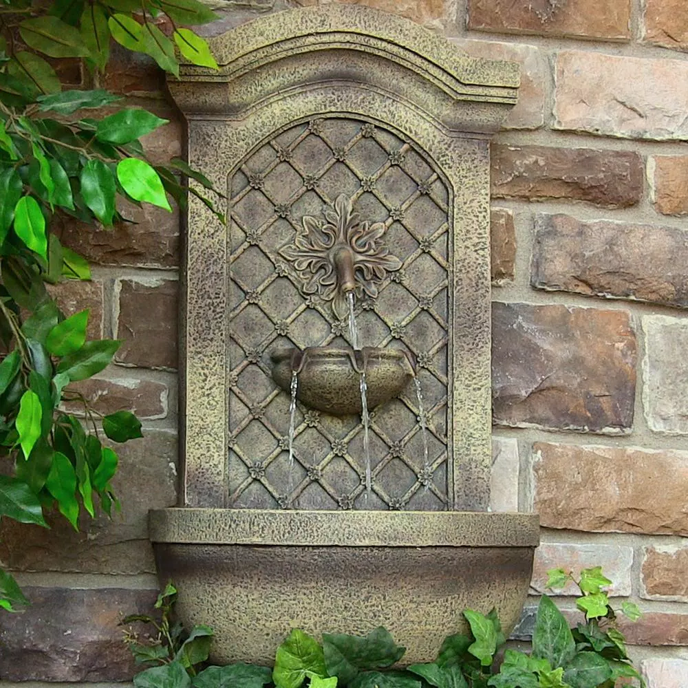 Sunnydaze Decor Rosette Leaf Florentine Stone Electric Powered Outdoor Wall Fountain Outdoor Decor Sunnydaze Decor Rosette Leaf Florentine Stone Electric Powered Outdoor Wall Fountain -cuisinart shop gold sunnydaze decor indoor water fountains xca 132592003 fs 44 1000
