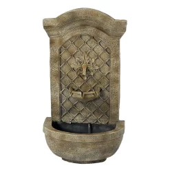 Outdoor Decor Sunnydaze Decor Rosette Leaf Florentine Stone Electric Powered Outdoor Wall Fountain