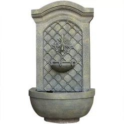 Outdoor Decor Sunnydaze Decor Rosette Leaf French Limestone Electric Powered Outdoor Wall Fountain