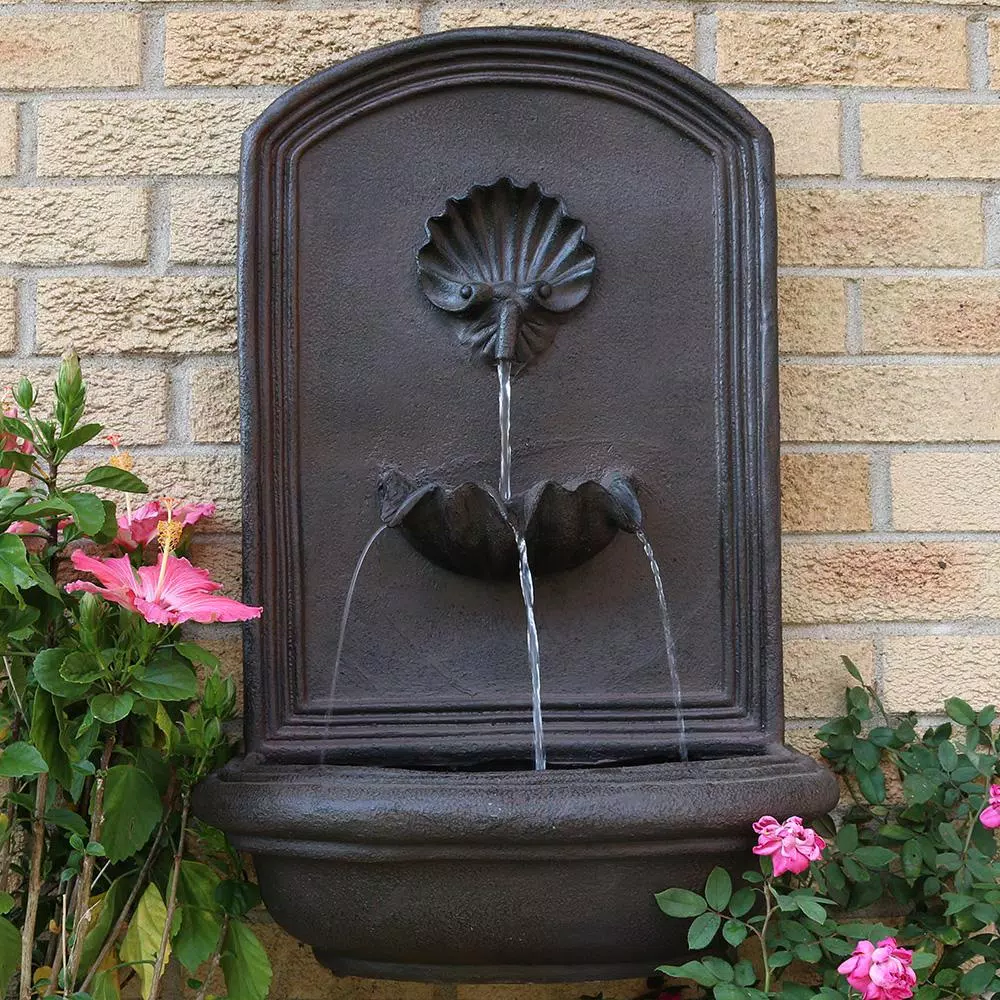 Outdoor Decor Sunnydaze Decor Seaside Resin Iron Solar Outdoor Wall Fountain - Image 8