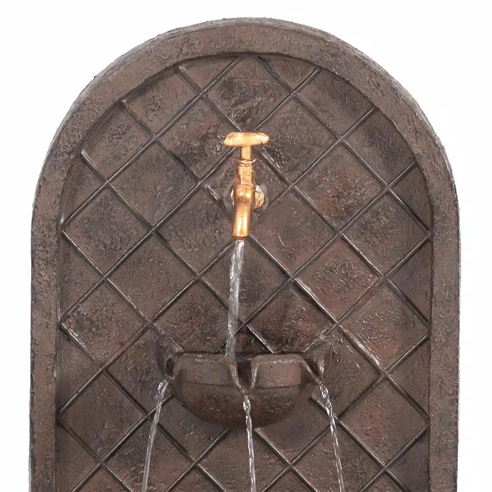 Outdoor Decor Sunnydaze Decor Messina Resin Iron Finish Solar Outdoor Wall Fountain - Image 2