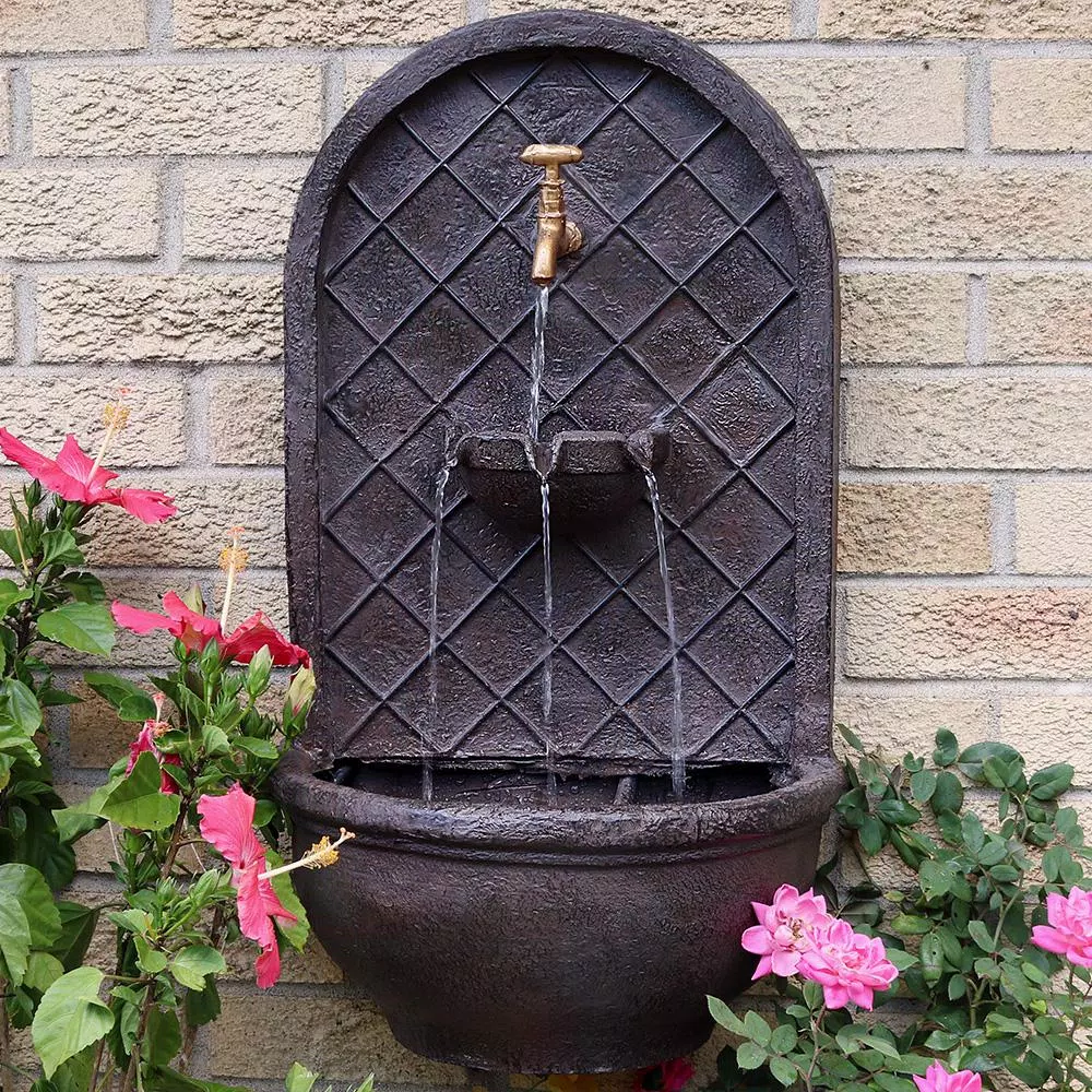 Outdoor Decor Sunnydaze Decor Messina Resin Iron Solar Outdoor Wall Fountain With Battery Backup - Image 8