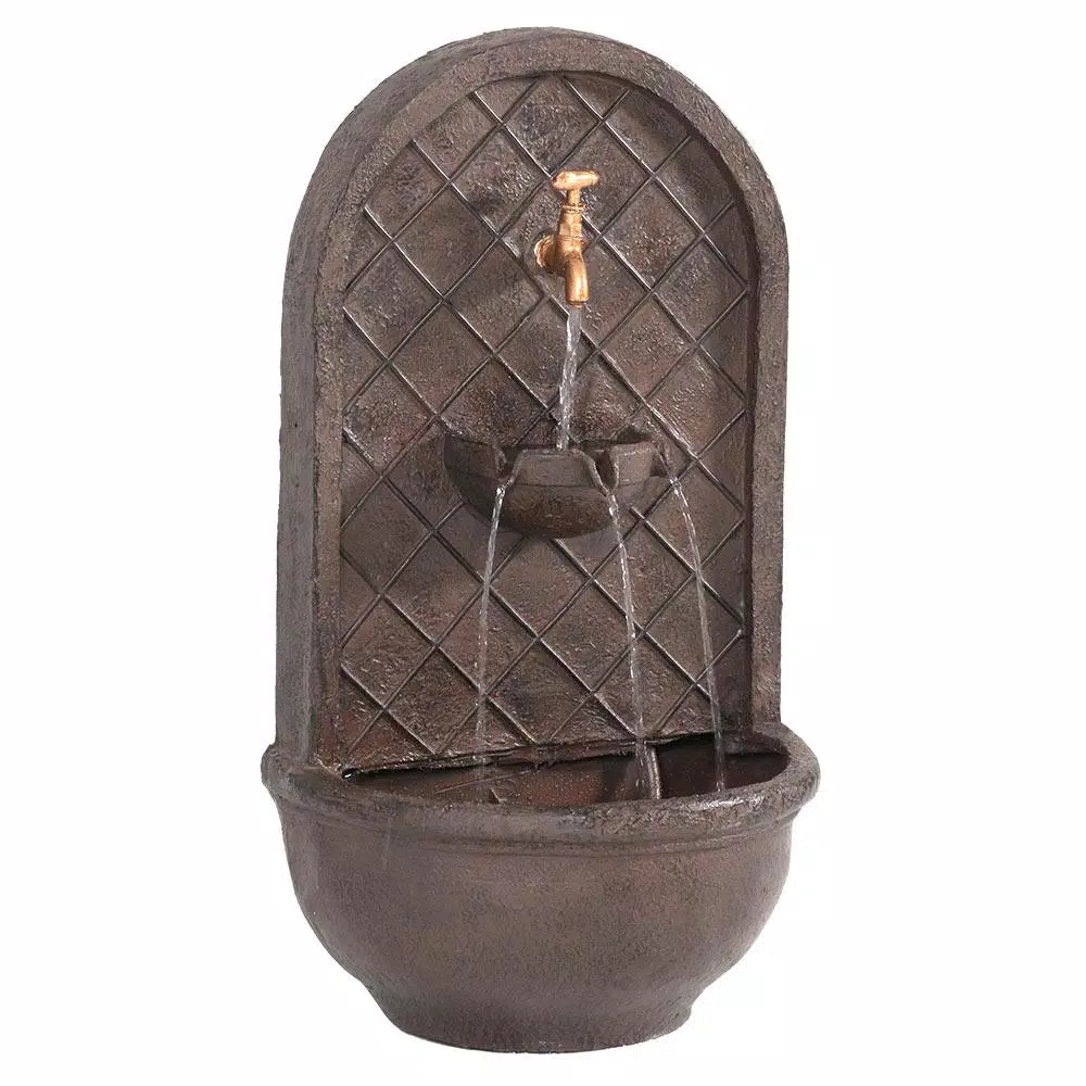 Outdoor Decor Sunnydaze Decor Messina Resin Iron Solar Outdoor Wall Fountain With Battery Backup