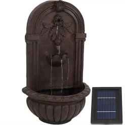 Outdoor Decor Sunnydaze Decor Florence Iron Lead Finish Solar Outdoor Wall Fountain