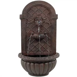 Outdoor Decor Sunnydaze Decor Sunnydaze Venetian Solar Powered Wall Fountain – Weathered Iron Finish