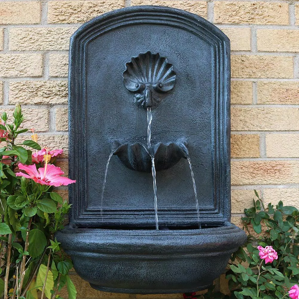 Outdoor Decor Sunnydaze Decor Seaside Resin Lead Solar Outdoor Wall Fountain With Battery Backup - Image 8