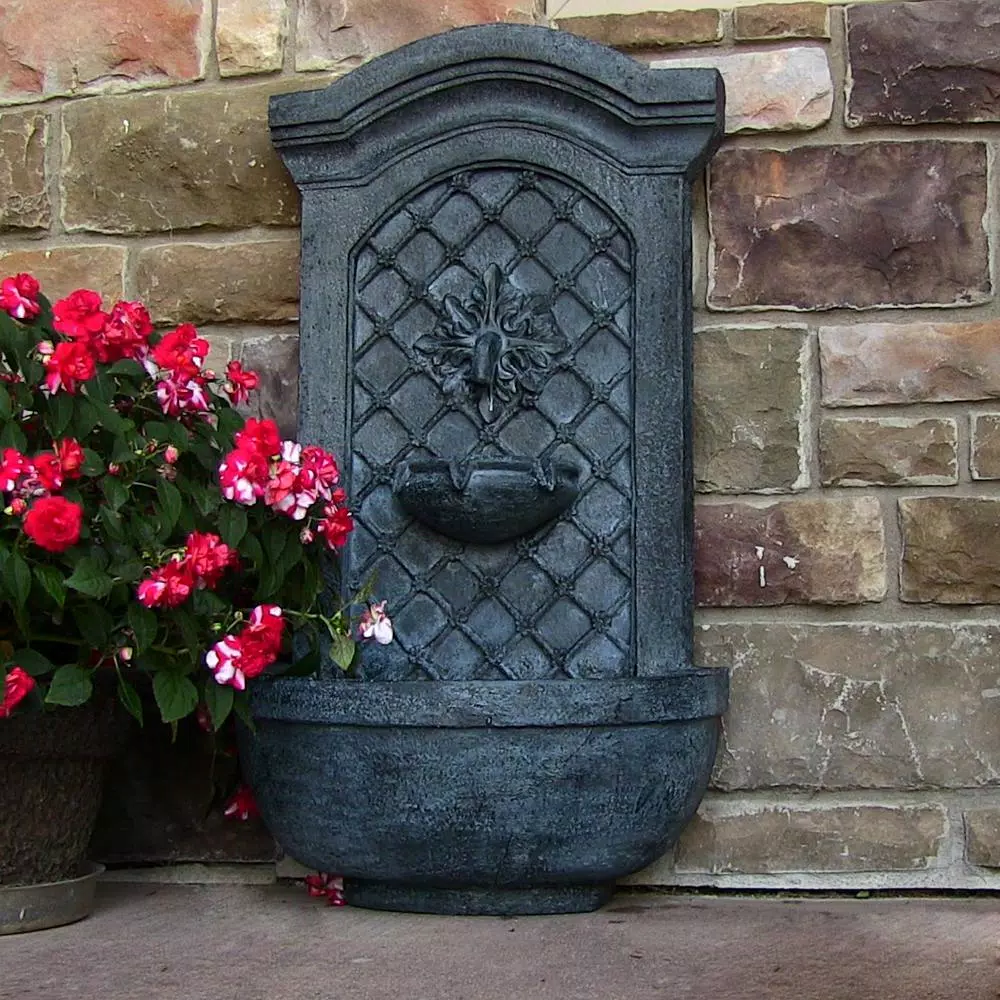 Outdoor Decor Sunnydaze Decor Rosette Resin Lead Solar Outdoor Wall Fountain With Battery Backup - Image 6
