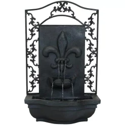 Outdoor Decor Sunnydaze Decor French Lily Resin Lead Solar Outdoor Wall Fountain