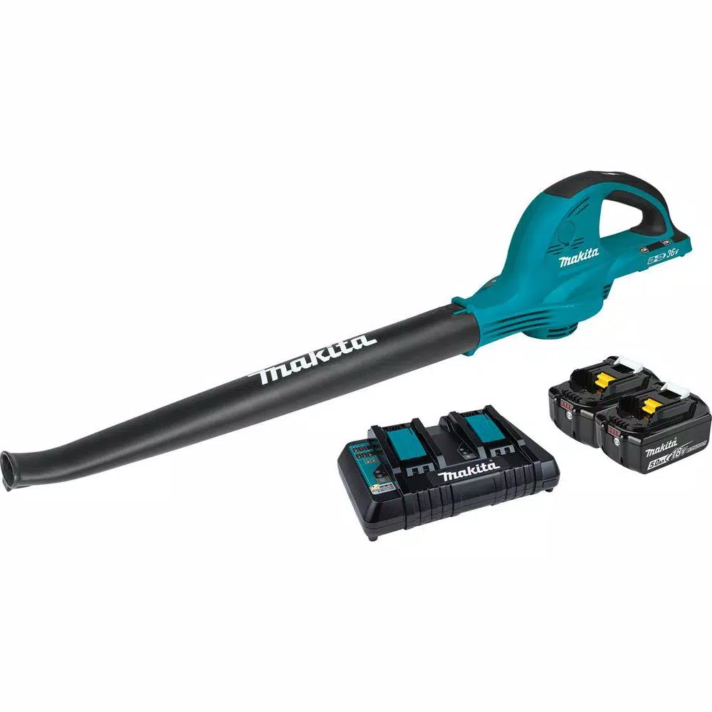 Leaf Blowers Makita 18-Volt X2 (36-Volt) 208 MPH 155 CFM LXT Lithium-Ion Cordless Blower Kit With (2) Batteries 5.0Ah And Charger 3 Leaf Blowers Makita 18-Volt X2 (36-Volt) 208 MPH 155 CFM LXT Lithium-Ion Cordless Blower Kit With (2) Batteries 5.0Ah And Charger