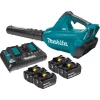 Leaf Blowers Makita 18-Volt X2 (36V) LXT 473 CFM 120 MPH Brushless Cordless Blower Kit With 4 Batteries (5.0Ah) With Flat End Nozzle, XBU02Z -cuisinart shop makita cordless leaf blowers xbu02pt1 64 1000 1