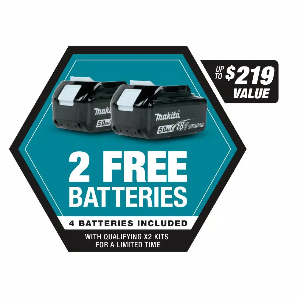 Leaf Blowers Makita 18-Volt X2 (36V) LXT 473 CFM 120 MPH Brushless Cordless Blower Kit With 4 Batteries (5.0Ah) With Flat End Nozzle, XBU02Z 3 Leaf Blowers Makita 18-Volt X2 (36V) LXT 473 CFM 120 MPH Brushless Cordless Blower Kit With 4 Batteries (5.0Ah) With Flat End Nozzle, XBU02Z - Image 2