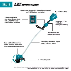 Trimmers Makita 18-Volt LXT Lithium-Ion Brushless Cordless Curved Shaft String Trimmer (Tool-Only) -cuisinart shop makita cordless string trimmers xru13z d4 1000
