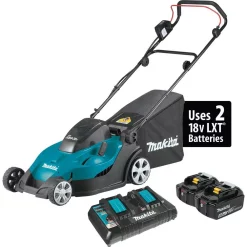 Lawn Mowers Makita 17 In. 5.0 Ah 18-Volt X2 (36-Volt) LXT Lithium-Ion Cordless Walk Behind Push Lawn Mower Kit