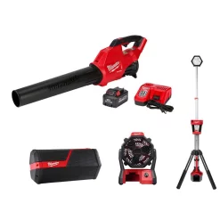 Leaf Blowers Milwaukee M18 FUEL 18-Volt Lithium-Ion Brushless Cordless Handheld Blower Combo Kit, Speaker, Fan And Light Combo Kit (4-Tool)