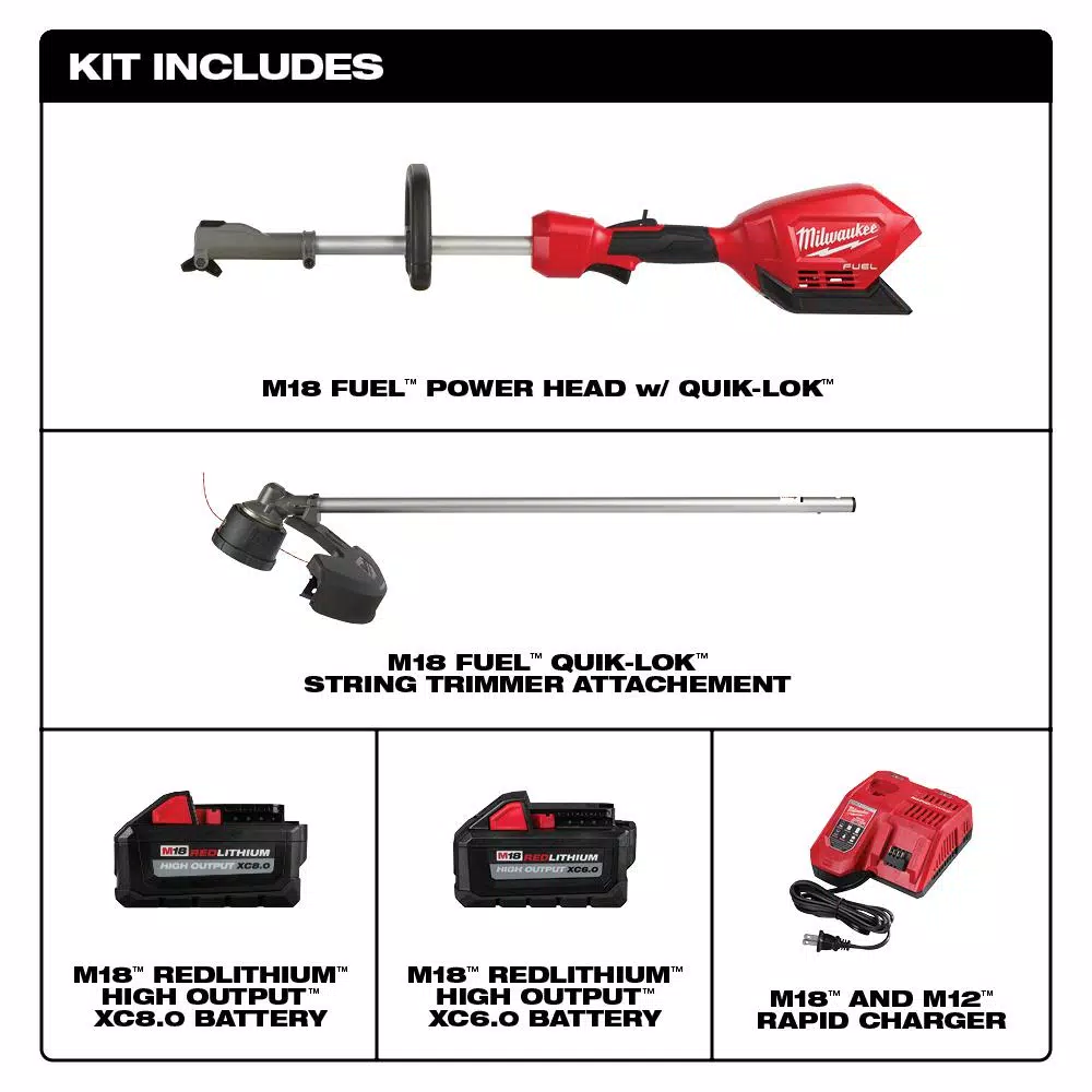 Trimmers Milwaukee M18 FUEL 18-Volt Lithium-Ion Brushless Cordless String Trimmer W/ QUIK-LOK Attachment Capability W/ 8Ah & 6Ah Battery 4 Trimmers Milwaukee M18 FUEL 18-Volt Lithium-Ion Brushless Cordless String Trimmer W/ QUIK-LOK Attachment Capability W/ 8Ah & 6Ah Battery - Image 2