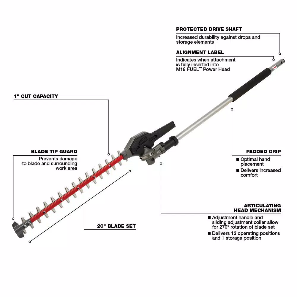 Trimmers Milwaukee M18 FUEL 18-Volt Lithium-Ion Cordless Brushless String Grass Trimmer Combo Kit With Pole Saw, Hedge Trimmer, Edger - Image 6