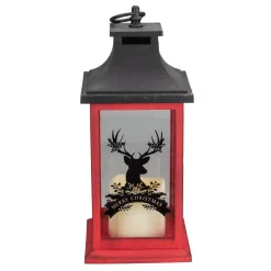 Outdoor Decor Northlight 12 In. Red And Black LED Candle With Deer Christmas Lantern