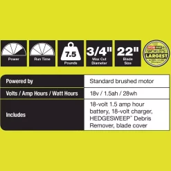 Trimmers RYOBI ONE+ Lithium+ 22 In. 18-Volt Lithium-Ion Cordless Hedge Trimmer – 1.5 Ah Battery And Charger Included 7 Trimmers RYOBI ONE+ Lithium+ 22 In. 18-Volt Lithium-Ion Cordless Hedge Trimmer – 1.5 Ah Battery And Charger Included -cuisinart shop ryobi cordless hedge trimmers p2660vnm c3 1000