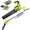 Leaf Blowers RYOBI 110 MPH 525 CFM 40-Volt Lithium-Ion JetFan Leaf Blower And 10 In. 40-Volt Pole Saw With4.0Ah Battery AndCharger Included -cuisinart shop ryobi cordless leaf blowers ry40480vnm ps 64 1000