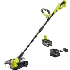Trimmers RYOBI ONE+ 18-Volt Lithium-Ion Cordless String Trimmer/Edger – 4.0 Ah Battery And Charger Included