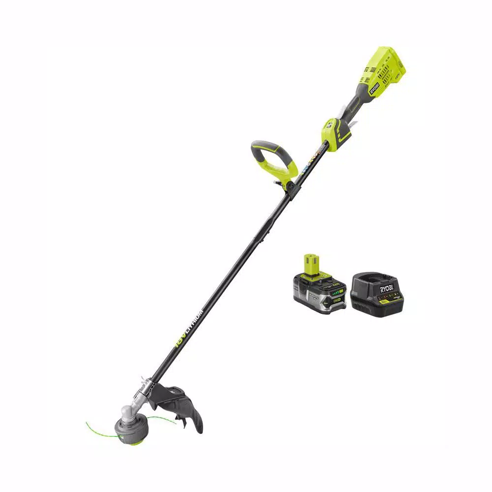 Trimmers RYOBI ONE+ 18-Volt Lithium-Ion Brushless Cordless String Trimmer – 4.0 Ah Battery And Charger Included