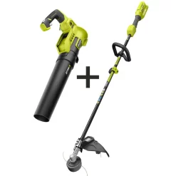 Trimmers RYOBI 40-Volt X Lithium-Ion Cordless Attachment Capable String Trimmer And 40-Volt Lithium-Ion Cordless Blower (Tools-Only)