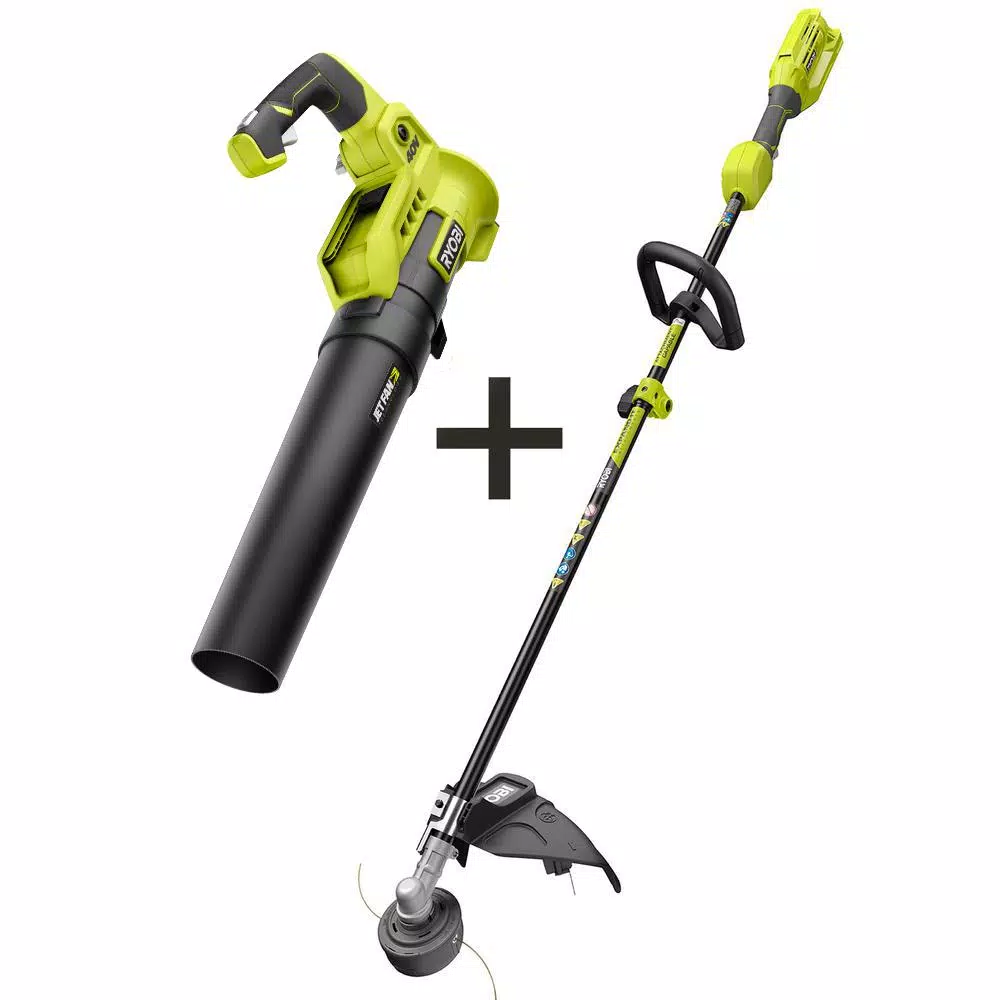 RYOBI 40-Volt X Lithium-Ion Cordless Attachment Capable String Trimmer and 40-Volt Lithium-Ion Cordless Blower (Tools-Only) Trimmers RYOBI 40-Volt X Lithium-Ion Cordless Attachment Capable String Trimmer And 40-Volt Lithium-Ion Cordless Blower (Tools-Only) -cuisinart shop ryobi cordless string trimmers ry40205btl 2x 64 1000