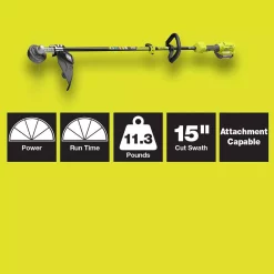 Trimmers RYOBI 40-Volt Lithium-Ion Cordless Attachment Capable String Trimmer And Brushless Chainsaw W/4.0Ah Battery & Charger Included -cuisinart shop ryobi cordless string trimmers ry40250 csw 40 1000