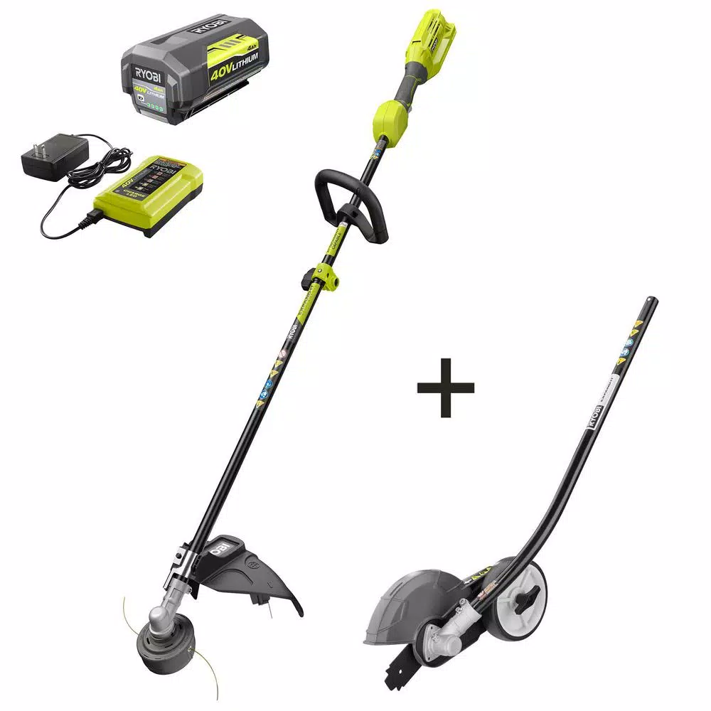 RYOBI 40-Volt Lithium-Ion Cordless Attachment Capable Trimmer/Edger – 4.0 Ah Battery and Charger Included Trimmers RYOBI 40-Volt Lithium-Ion Cordless Attachment Capable Trimmer/Edger – 4.0 Ah Battery And Charger Included -cuisinart shop ryobi cordless string trimmers ry40250 edg 64 1000