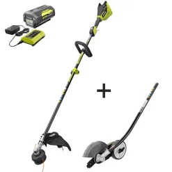Trimmers RYOBI 40-Volt Lithium-Ion Brushless Electric Cordless Attachment Capable Edger, 4.0 Ah Battery And Charger Included
