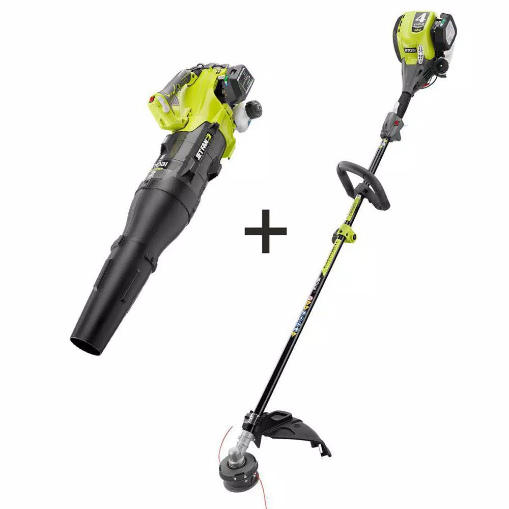 RYOBI 30 cc 4-Cycle Attachment Capable Straight Shaft Gas Trimmer and 2-Cycle 25 cc Gas Jet Fan Blower Trimmers RYOBI 30 Cc 4-Cycle Attachment Capable Straight Shaft Gas Trimmer And 2-Cycle 25 Cc Gas Jet Fan Blower -cuisinart shop ryobi gas string trimmers ry4css 2x 64 1000