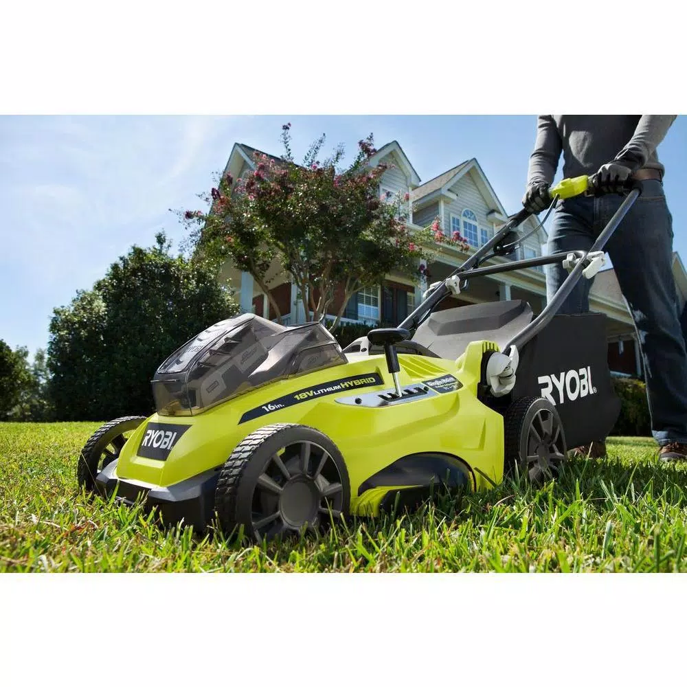 Lawn Mowers RYOBI 16 In. One+ 18-Volt Lithium-Ion Hybrid Walk Behind Push Lawn Mower – Two 4.0 Ah Batteries/Charger Included - Image 7