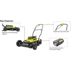 Lawn Mowers RYOBI 18 In. 40-Volt 2-in-1 Lithium-Ion Cordless Battery Walk Behind Push Mower With Two 4.0 Ah Batteries And Charger Included 19 Lawn Mowers RYOBI 18 In. 40-Volt 2-in-1 Lithium-Ion Cordless Battery Walk Behind Push Mower With Two 4.0 Ah Batteries And Charger Included -cuisinart shop ryobi push lawn mowers ry401100 2b 1d 1000