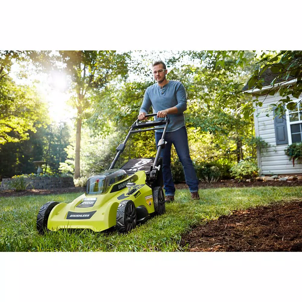 Lawn Mowers RYOBI 20 In. 40-Volt Brushless Lithium-Ion Cordless Battery Walk Behind Push Lawn Mower Two 6.0 AhBatteries & Charger Included - Image 13