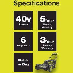 Lawn Mowers RYOBI 20 In. 40-Volt Brushless Lithium-Ion Cordless Walk Behind Self-Propelled Mower & Trimmer W/6.0 Ah Battery & Charger 6 Lawn Mowers RYOBI 20 In. 40-Volt Brushless Lithium-Ion Cordless Walk Behind Self-Propelled Mower & Trimmer W/6.0 Ah Battery & Charger -cuisinart shop ryobi self propelled lawn mowers ry401120 4x 1d 1000