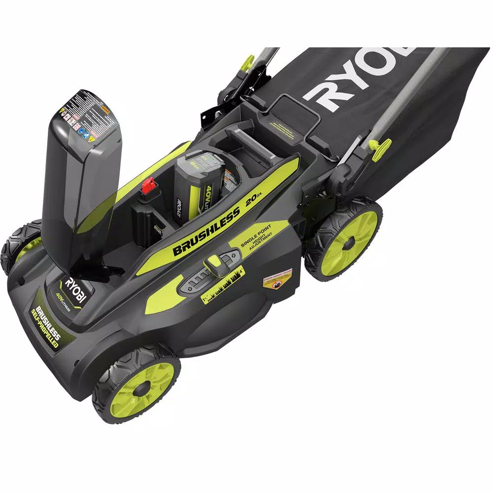 RYOBI 20 in. 40-Volt Brushless Lithium-Ion Cordless Walk Behind Self-Propelled Mower & Trimmer w/6.0 Ah Battery & Charger Lawn Mowers RYOBI 20 In. 40-Volt Brushless Lithium-Ion Cordless Walk Behind Self-Propelled Mower & Trimmer W/6.0 Ah Battery & Charger -cuisinart shop ryobi self propelled lawn mowers ry401120 4x c3 1000