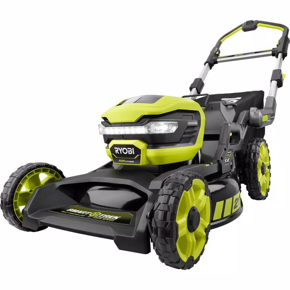 RYOBI 21 in. 40-Volt Brushless Lithium-Ion Cordless SMART TREK Self-Propelled Walk Behind Mower with 6.0Ah Battery and Charger Lawn Mowers RYOBI 21 In. 40-Volt Brushless Lithium-Ion Cordless SMART TREK Self-Propelled Walk Behind Mower With 6.0Ah Battery And Charger -cuisinart shop ryobi self propelled lawn mowers ry40lm10 y 1d 1000