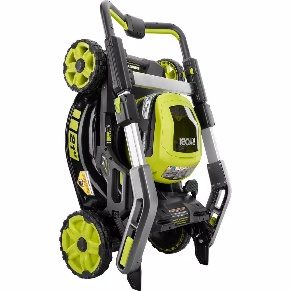 RYOBI 21 in. 40-Volt Brushless Lithium-Ion Cordless SMART TREK Self-Propelled Walk Behind Mower with 6.0Ah Battery and Charger Lawn Mowers RYOBI 21 In. 40-Volt Brushless Lithium-Ion Cordless SMART TREK Self-Propelled Walk Behind Mower With 6.0Ah Battery And Charger -cuisinart shop ryobi self propelled lawn mowers ry40lm10 y 1f 1000