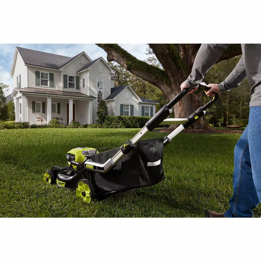 RYOBI 21 in. 40-Volt Brushless Lithium-Ion Cordless SMART TREK Self-Propelled Walk Behind Mower with 6.0Ah Battery and Charger Lawn Mowers RYOBI 21 In. 40-Volt Brushless Lithium-Ion Cordless SMART TREK Self-Propelled Walk Behind Mower With 6.0Ah Battery And Charger -cuisinart shop ryobi self propelled lawn mowers ry40lm10 y c3 1000