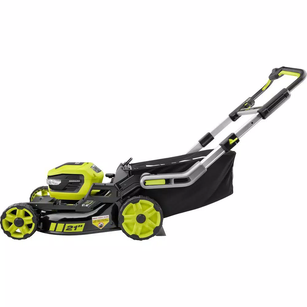 RYOBI 21 in. 40-Volt Brushless Lithium-Ion Cordless SMART TREK Self-Propelled Walk Behind Mower with 6.0Ah Battery and Charger Lawn Mowers RYOBI 21 In. 40-Volt Brushless Lithium-Ion Cordless SMART TREK Self-Propelled Walk Behind Mower With 6.0Ah Battery And Charger -cuisinart shop ryobi self propelled lawn mowers ry40lm10 y fa 1000