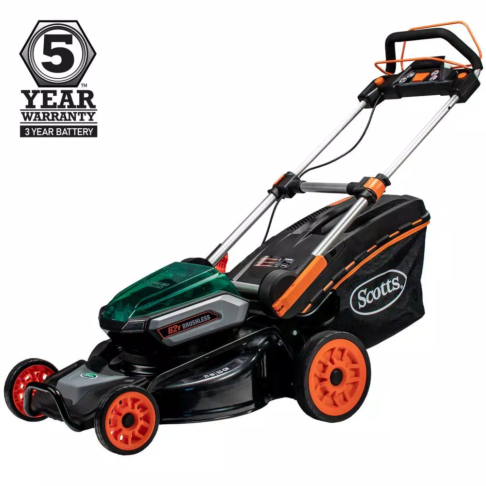Scotts 21 in. 62-Volt Lithium-Ion Cordless Self-Propelled Walk Behind Mower with 4 Ah and 2.5 Ah Battery and Charger Included Lawn Mowers Scotts 21 In. 62-Volt Lithium-Ion Cordless Self-Propelled Walk Behind Mower With 4 Ah And 2.5 Ah Battery And Charger Included -cuisinart shop scotts self propelled lawn mowers 60362s e1 1000