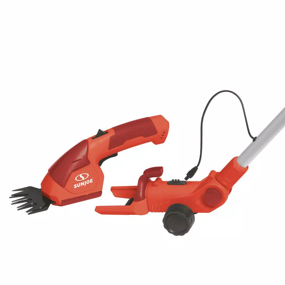 Trimmers Sun Joe 7.2-Volt 2-in-1 Cordless Grass Shear And Hedge Trimmer With Extension Pole In Red 4 Trimmers Sun Joe 7.2-Volt 2-in-1 Cordless Grass Shear And Hedge Trimmer With Extension Pole In Red - Image 2