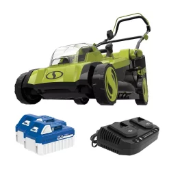 Lawn Mowers Sun Joe 17 In. 48-Volt ION+ Cordless Electric Walk Behind Push Lawn Mower Kit With 2 X 4.0 Ah Batteries Plus Charger