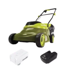 Lawn Mowers Sun Joe 14 In. 24-Volt Cordless Walk-Behind Push Mower Kit With 5.0 Ah Battery + Charger