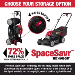 Lawn Mowers Troy-Bilt XP 21 In. 149 Cc Gas Vertical Storage Walk Behind Self Propelled Lawn Mower With 3-in-1 TriAction Cutting System -cuisinart shop troy bilt self propelled lawn mowers tb260 xp space saver 31 1000