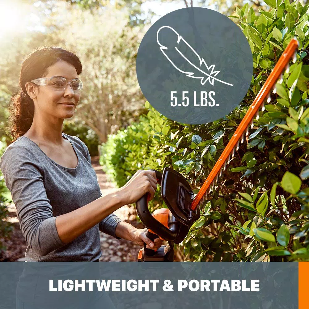 Worx POWER SHARE 20-Volt Li-Ion 22 in. Electric Cordless Hedge Trimmer, 3/4 in. Cutting Capacity (Tool-Only) Trimmers Worx POWER SHARE 20-Volt Li-Ion 22 In. Electric Cordless Hedge Trimmer, 3/4 In. Cutting Capacity (Tool-Only) -cuisinart shop worx cordless hedge trimmers wg261 9 76 1000