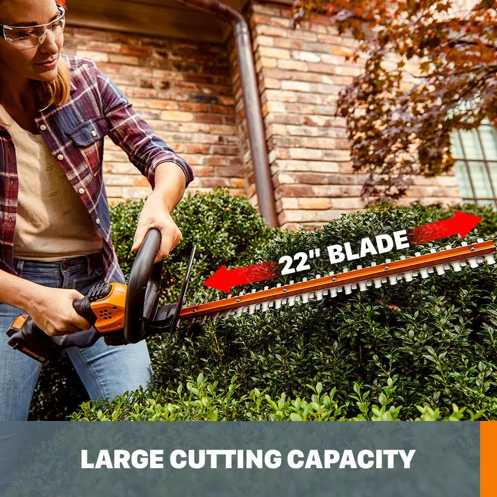 Worx POWER SHARE 20-Volt Li-Ion 22 in. Electric Cordless Hedge Trimmer, 3/4 in. Cutting Capacity (Tool-Only) Trimmers Worx POWER SHARE 20-Volt Li-Ion 22 In. Electric Cordless Hedge Trimmer, 3/4 In. Cutting Capacity (Tool-Only) -cuisinart shop worx cordless hedge trimmers wg261 9 fa 1000