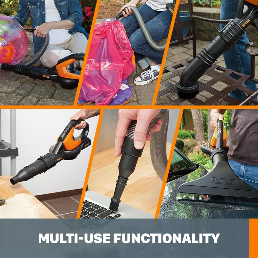 Leaf Blowers Worx POWER SHARE 20-Volt 120 MPH 80 CFM Cordless Battery Leaf Blower / Sweeper (2Ah Battery, Charger & Accessories Included) 11 Leaf Blowers Worx POWER SHARE 20-Volt 120 MPH 80 CFM Cordless Battery Leaf Blower / Sweeper (2Ah Battery, Charger & Accessories Included) - Image 9