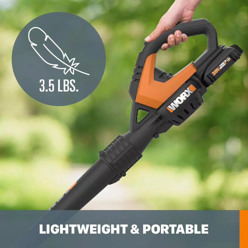 Leaf Blowers Worx POWER SHARE 20-Volt 120 MPH 80 CFM Cordless Battery Leaf Blower / Sweeper (2Ah Battery, Charger & Accessories Included) 14 Leaf Blowers Worx POWER SHARE 20-Volt 120 MPH 80 CFM Cordless Battery Leaf Blower / Sweeper (2Ah Battery, Charger & Accessories Included) - Image 12