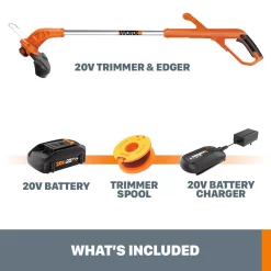 Trimmers Worx POWER SHARE 20-Volt 10 In. Lithium-Ion Electric Cordless Grass Trimmer/Edger -cuisinart shop worx cordless string trimmers wg154 44 1000